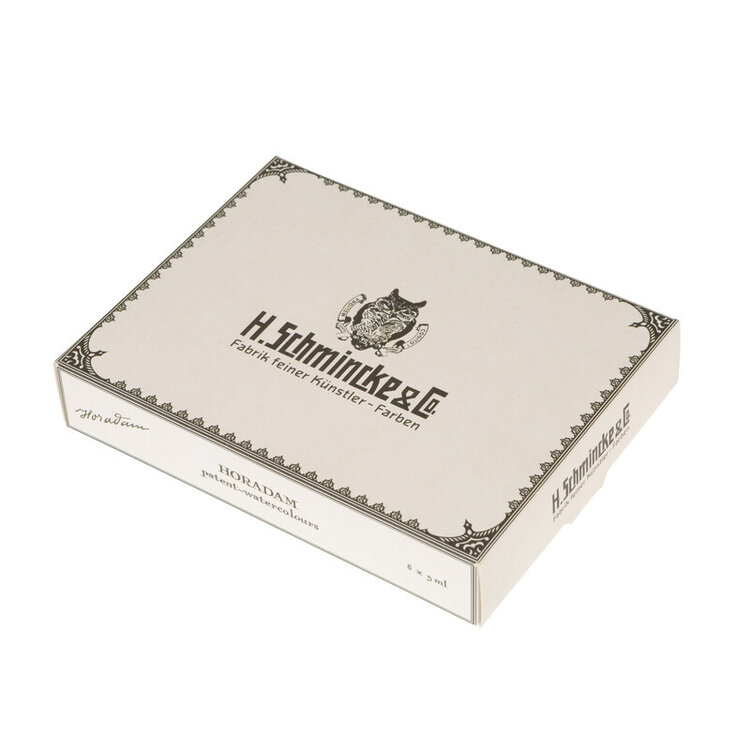 Schmincke (Horadam) retro line compact metal box 6x 5ml - historical patent watercolours