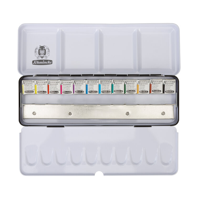 Schmincke Akademie Pearlmetallic set 12 napjes aquarelverf
