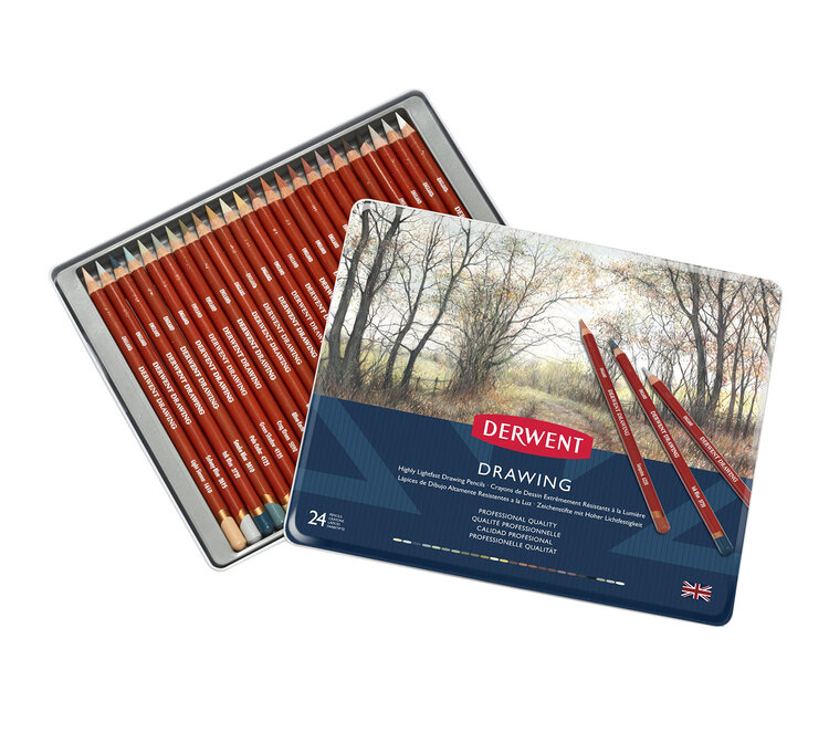 Derwent drawing blik 24 stuks schetspotloden