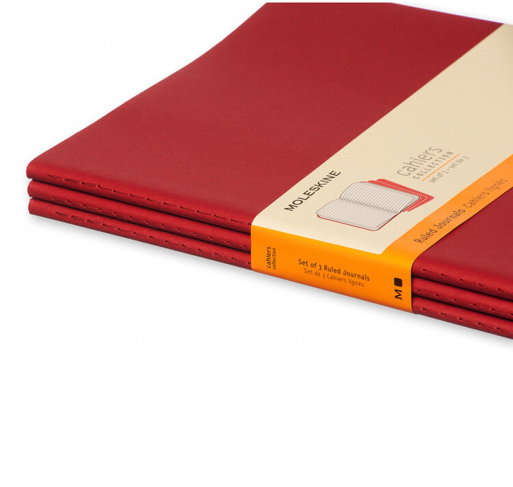 Moleskine Cahiers collection - set 3 journals (cranberry red)