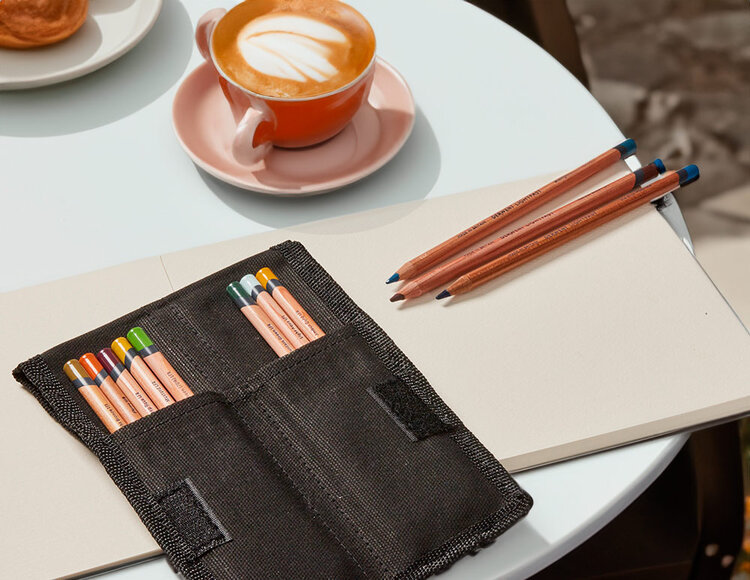 Derwent etui pocket wrap zwart canvas