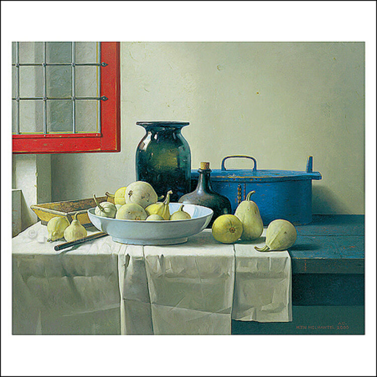 Art Revisited kunstkaart Henk Helmantel - stilleven met open raam Rembrandts atelier