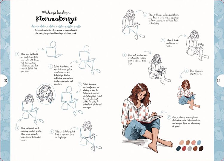 Librero boek: lichaamsposes (tekenen in 10 stappen) - Justine Lecouffe