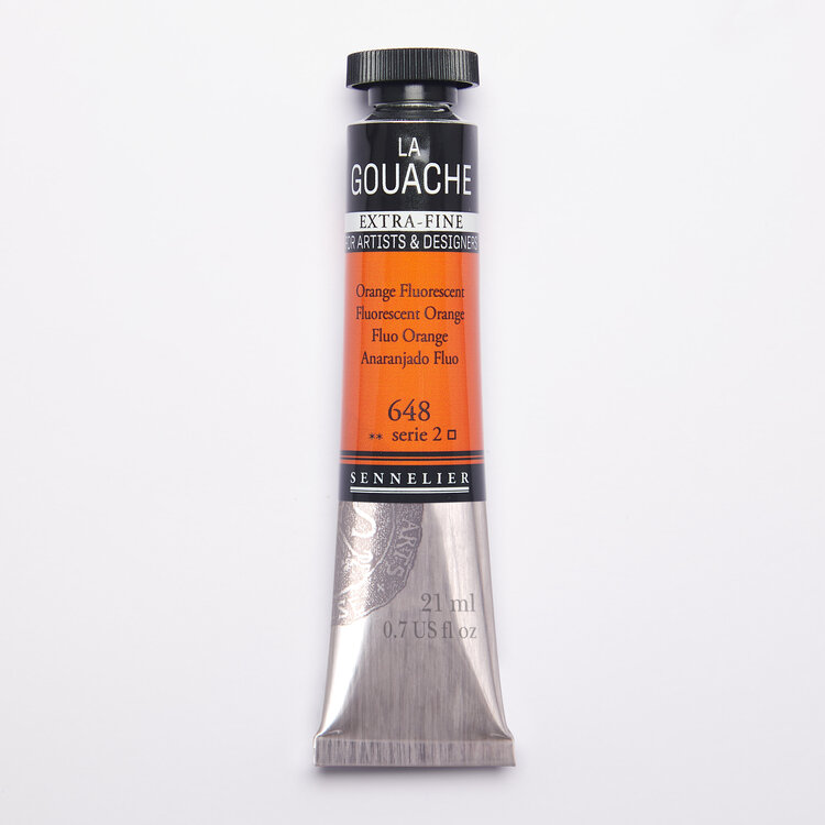Sennelier 648 fluorescent orange  - gouache 21ml extra fine