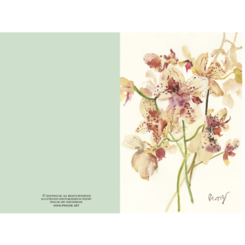 Ping He Art floral party - wenskaart met envelop