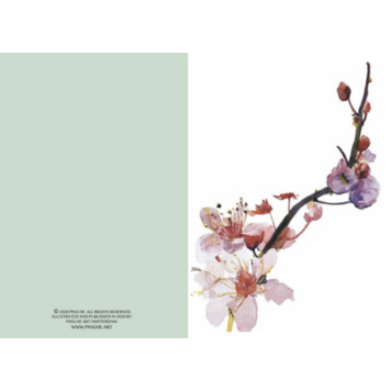 Ping He Art cherry - wenskaart met envelop