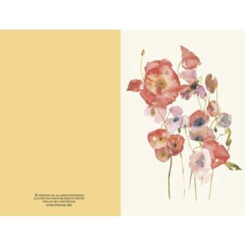 Ping He Art poppies - wenskaart met envelop