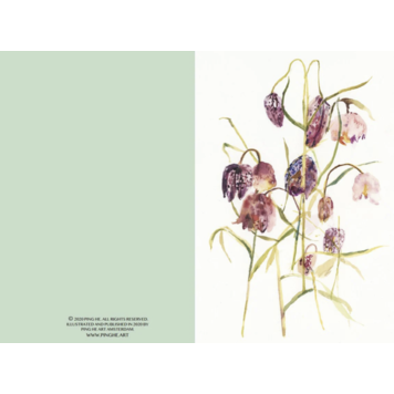 Ping He Art fritillaria - wenskaart met envelop