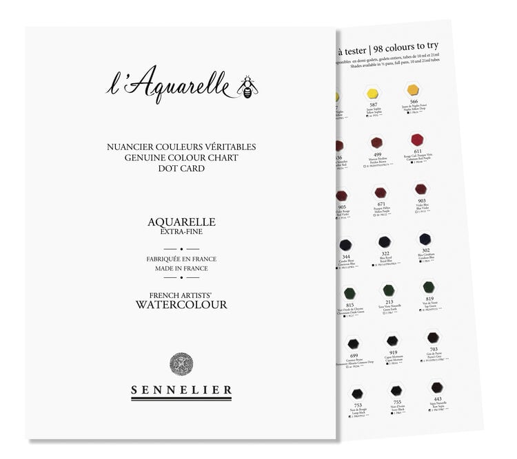 Sennelier dot card (98 kleuren) Artist kwaliteit aquarelverf
