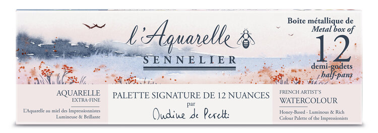 Sennelier l'Aquarelle 12 napjes in blik Ondine de Peretti