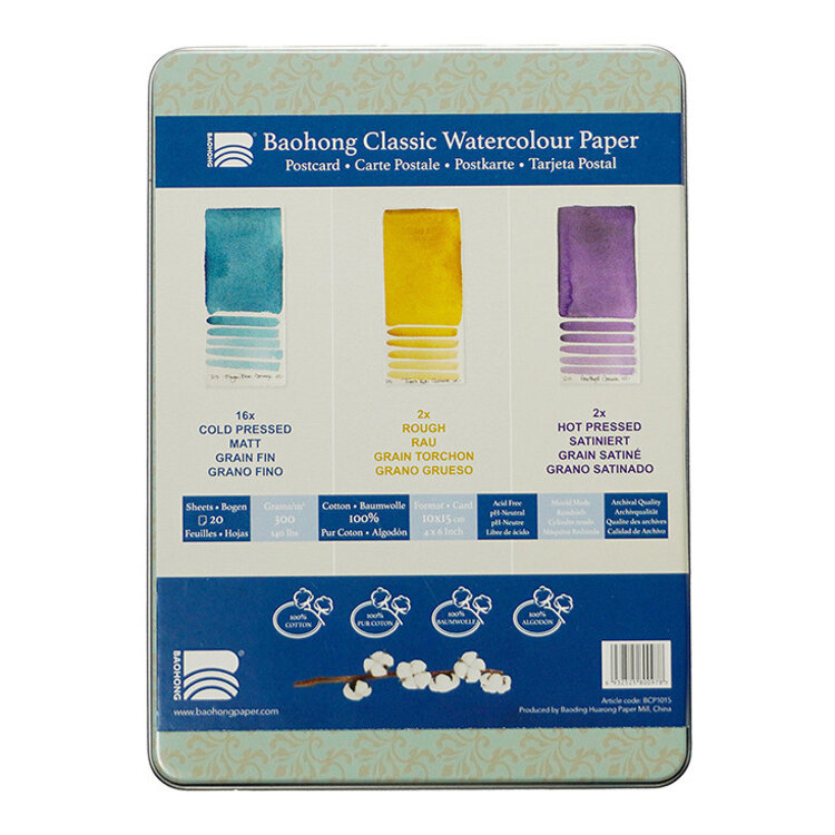 Baohong Classic Classic aquarelpapier in blik (20) 10x15 cm