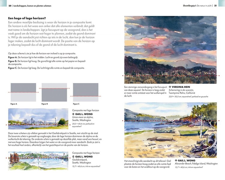 Librero boek, Landschappen, bomen en planten schetsen - Virginia Hein