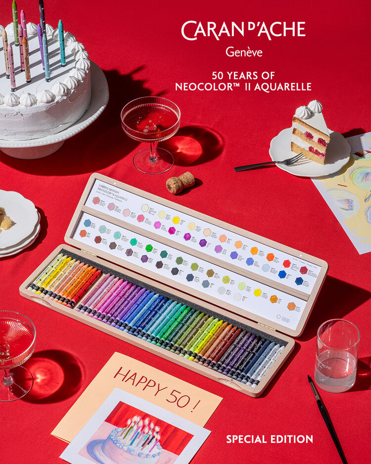 Caran d'Ache Neocolor II 50 jaar (50) in houten kist Limited Edition