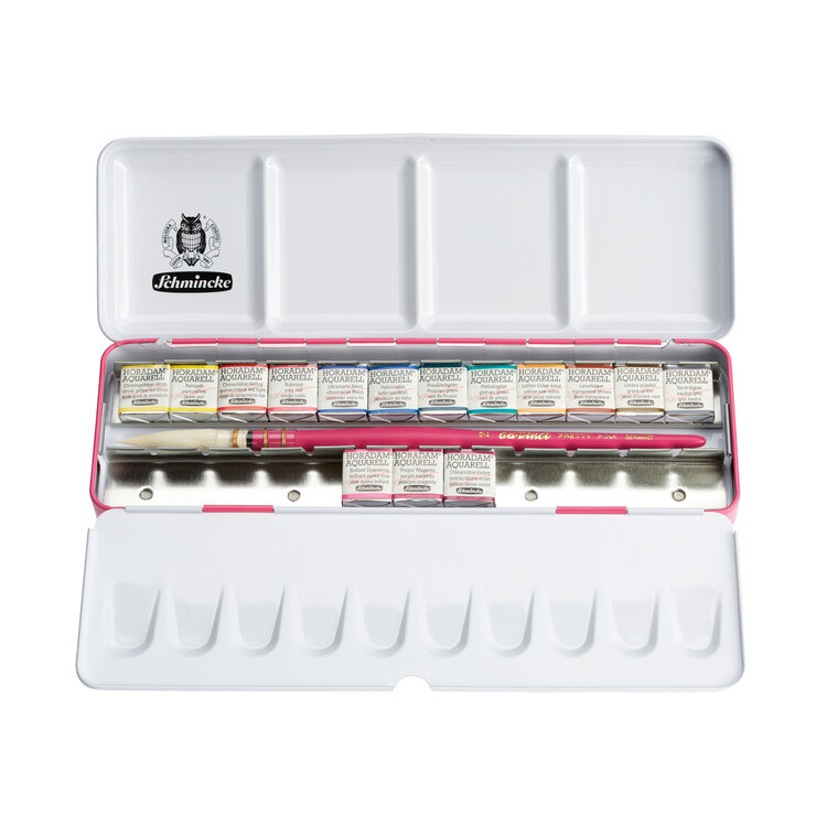 Schmincke (Horadam) aquarelverf in blik Pretty Pink (15 napjes + penseel)