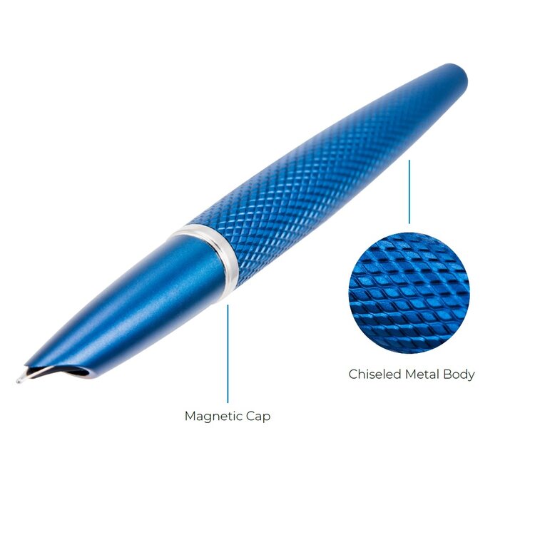 Diplomat vulpen Viper blue guilloche (F/M)