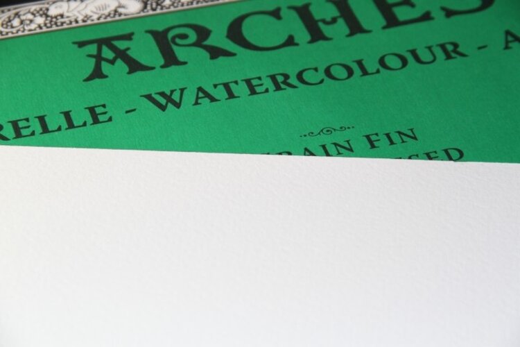 Arches aquarelpapier cold pressed - grain fin (4-zijdig) 31x41 cm met gratis tekenmap
