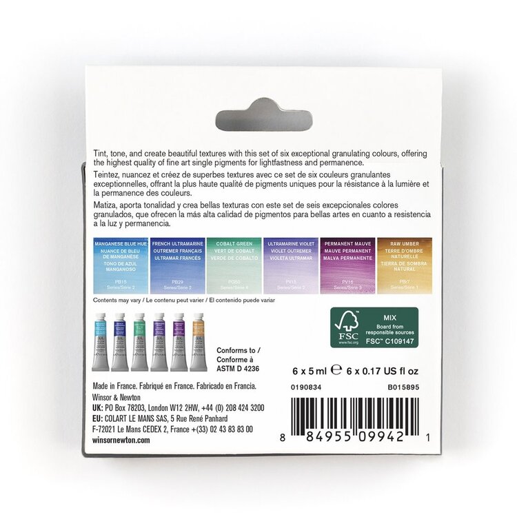 Winsor & Newton aquarelverf granulatie kleuren (6x 5ml)