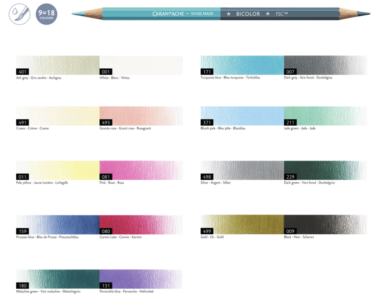 Caran d'Ache Bi-Color aquarelpotloden XMAS 25