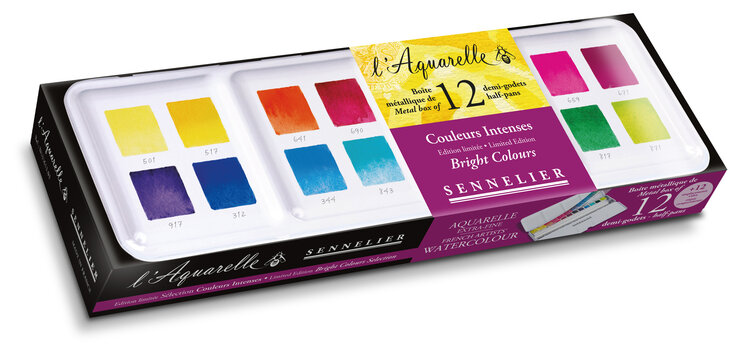 Sennelier aquarelverf Bright Colors (12 napjes)