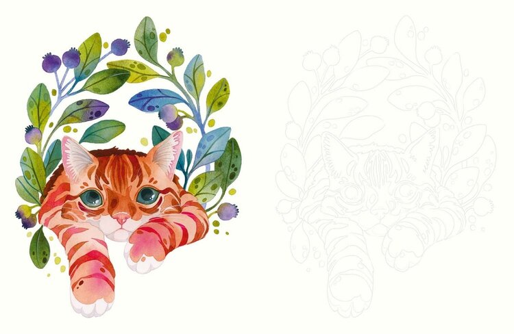 Librero Katten aquarelleren - Emelie Lienard