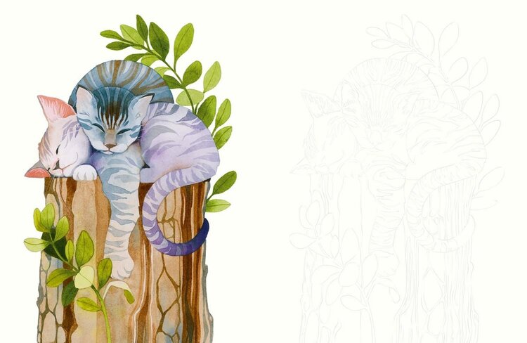 Librero Katten aquarelleren - Emelie Lienard