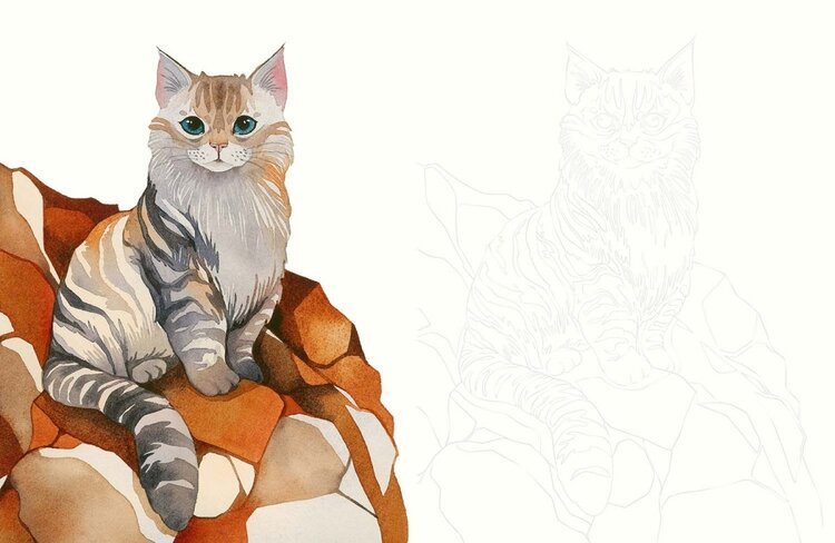 Librero Katten aquarelleren - Emelie Lienard