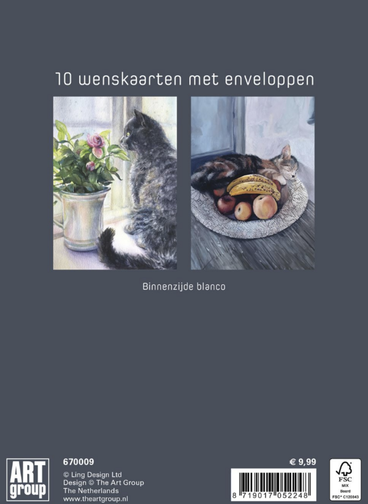 ART group wenskaarten (10) poes in stilleven