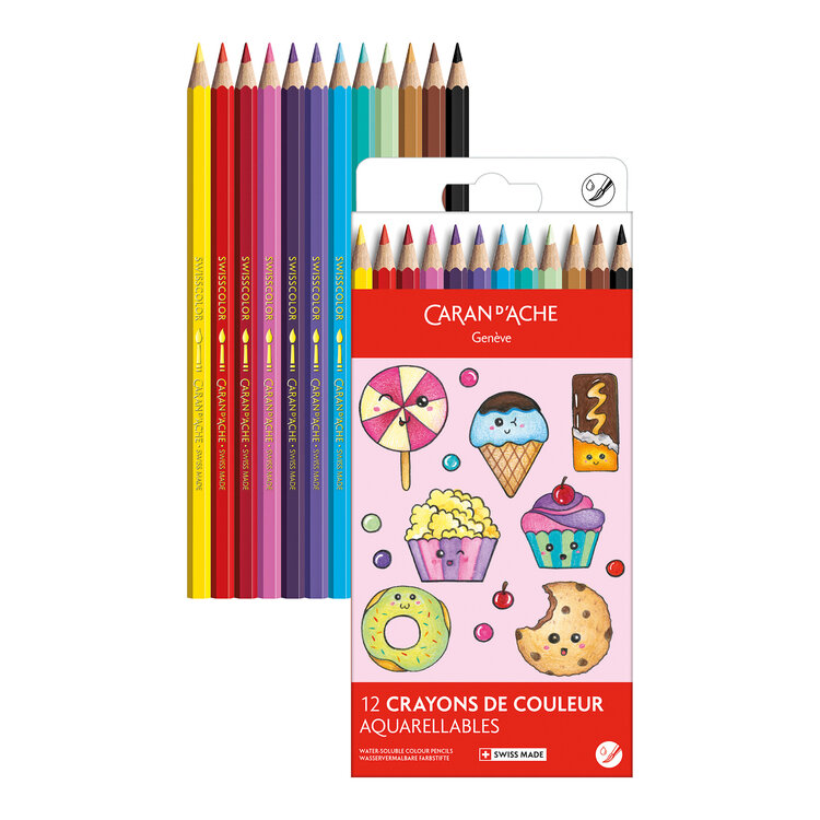 Caran d'Ache aquarelpotloden Kawaii (set 12)
