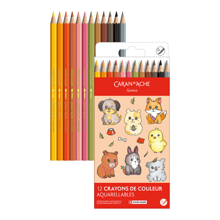 Caran d'Ache aquarelpotloden Kawaii (set 12)