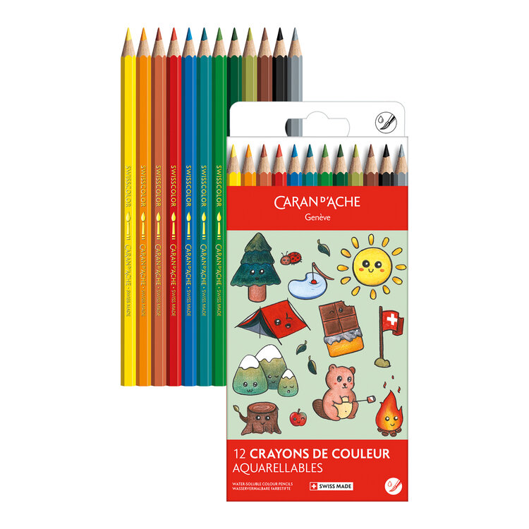 Caran d'Ache aquarelpotloden Kawaii (set 12)