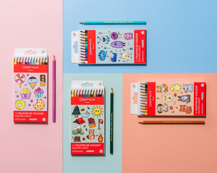 Caran d'Ache aquarelpotloden Kawaii (set 12)