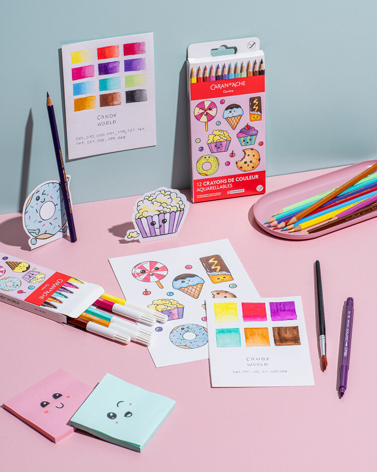 Caran d'Ache aquarelpotloden Kawaii (set 12)