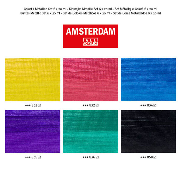Amsterdam colorful metallic acrylverf 6x 20ml