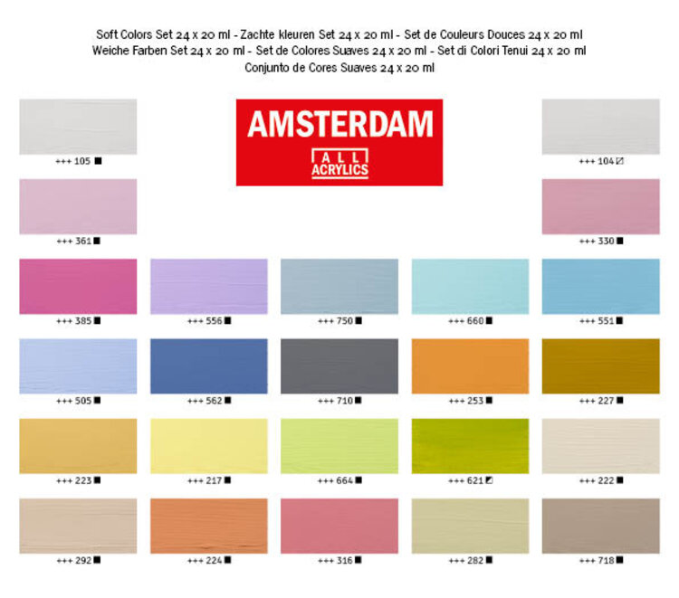 Amsterdam acrylverf set soft colors 24x 20ml