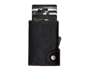 C-secure Wallet Black Nero embossed orange