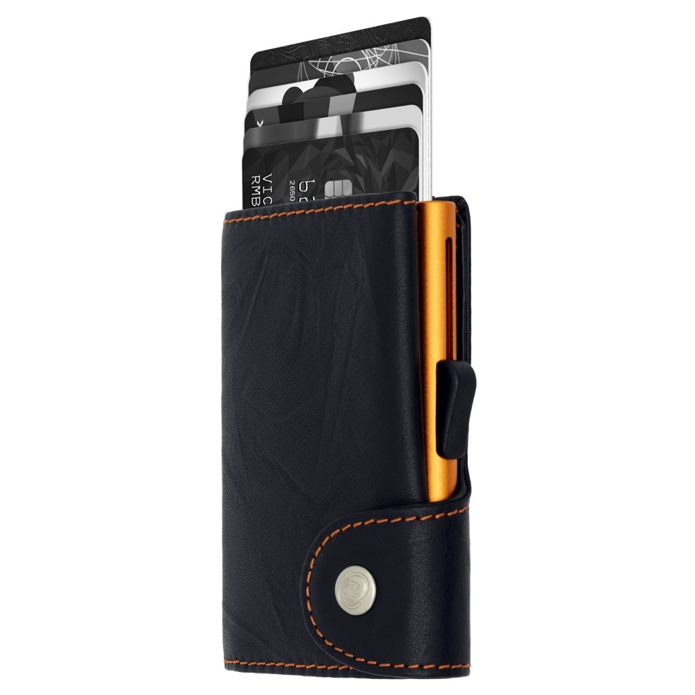 C-secure Wallet  Black Nero embossed orange