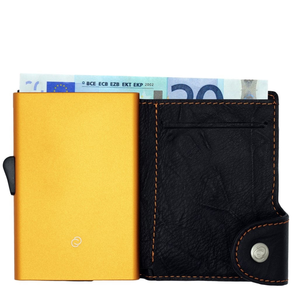 C-secure Wallet  Black Nero embossed orange