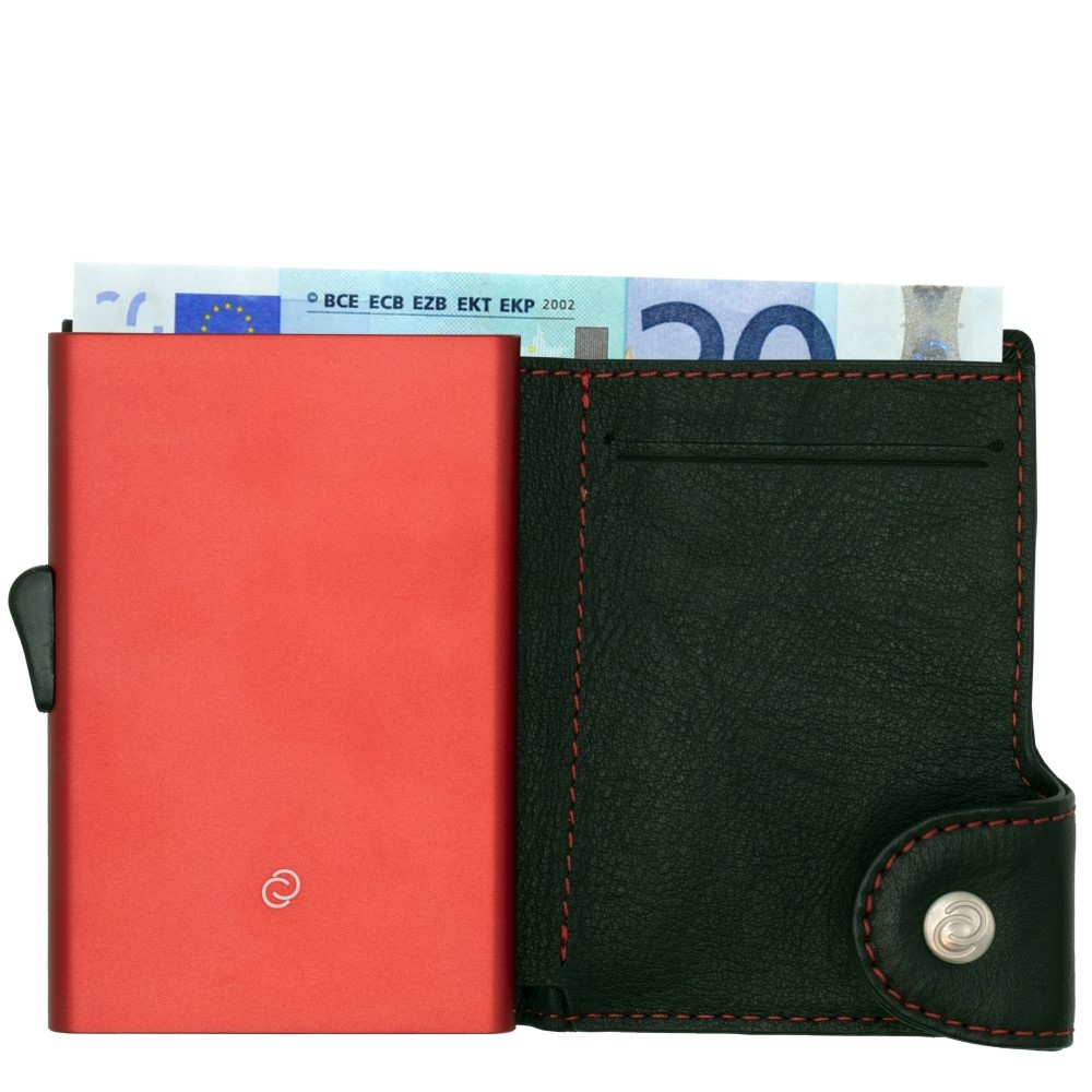 C-secure Wallet  Black Nero embossed red