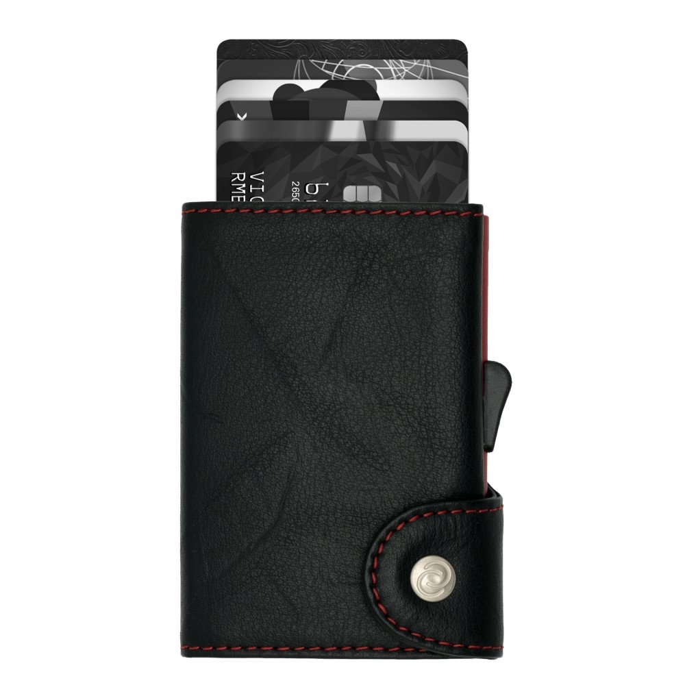 C-secure Wallet  Black Nero embossed red