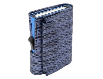 C-secure XL Coin Wallet Blue Metallic Leather