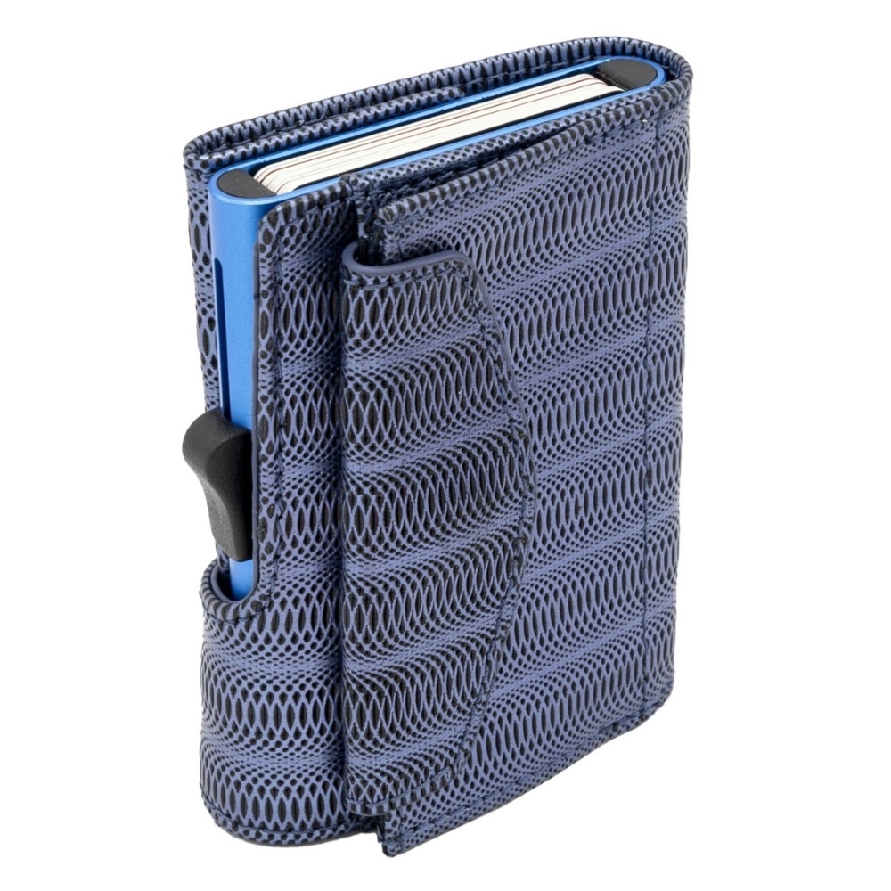 C-secure XL Coin Wallet Blue Metallic Leather