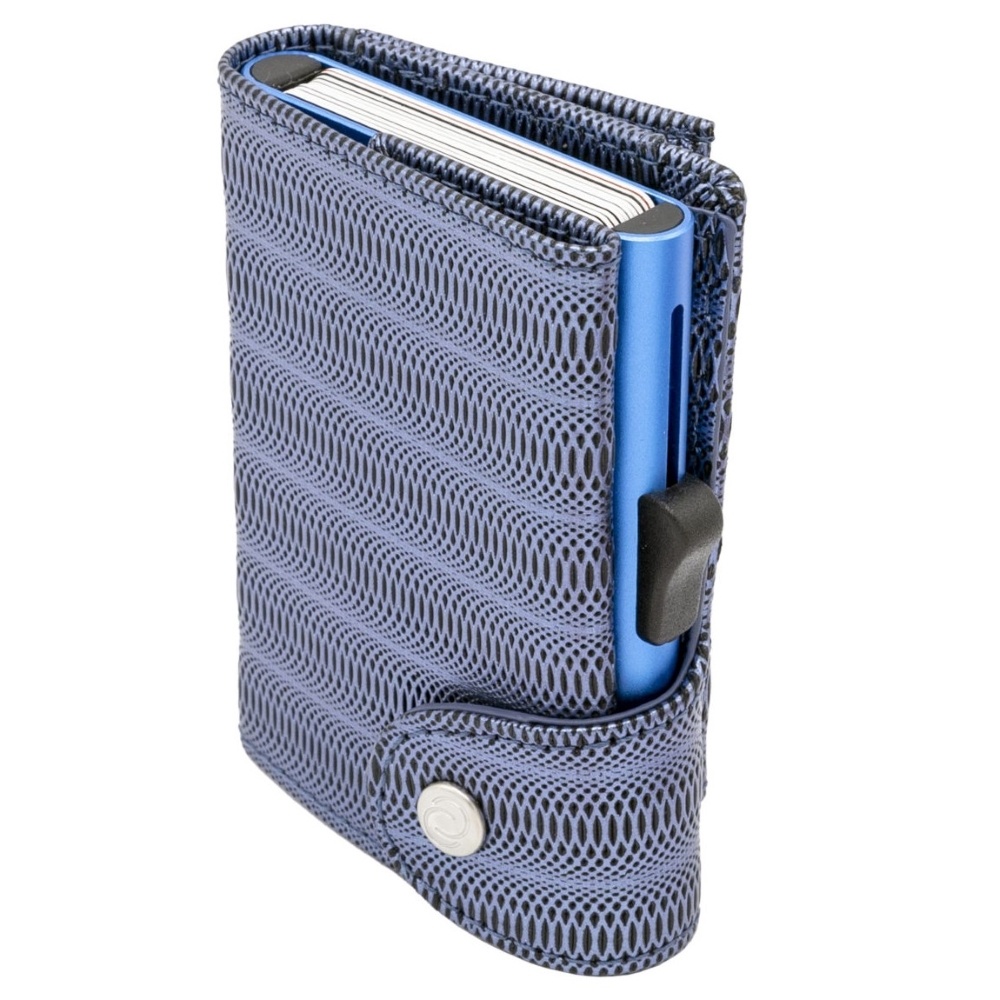 C-secure XL Coin Wallet Blue Metallic Leather