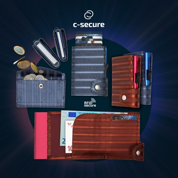 C-secure XL Coin Wallet Red Metallic Leather