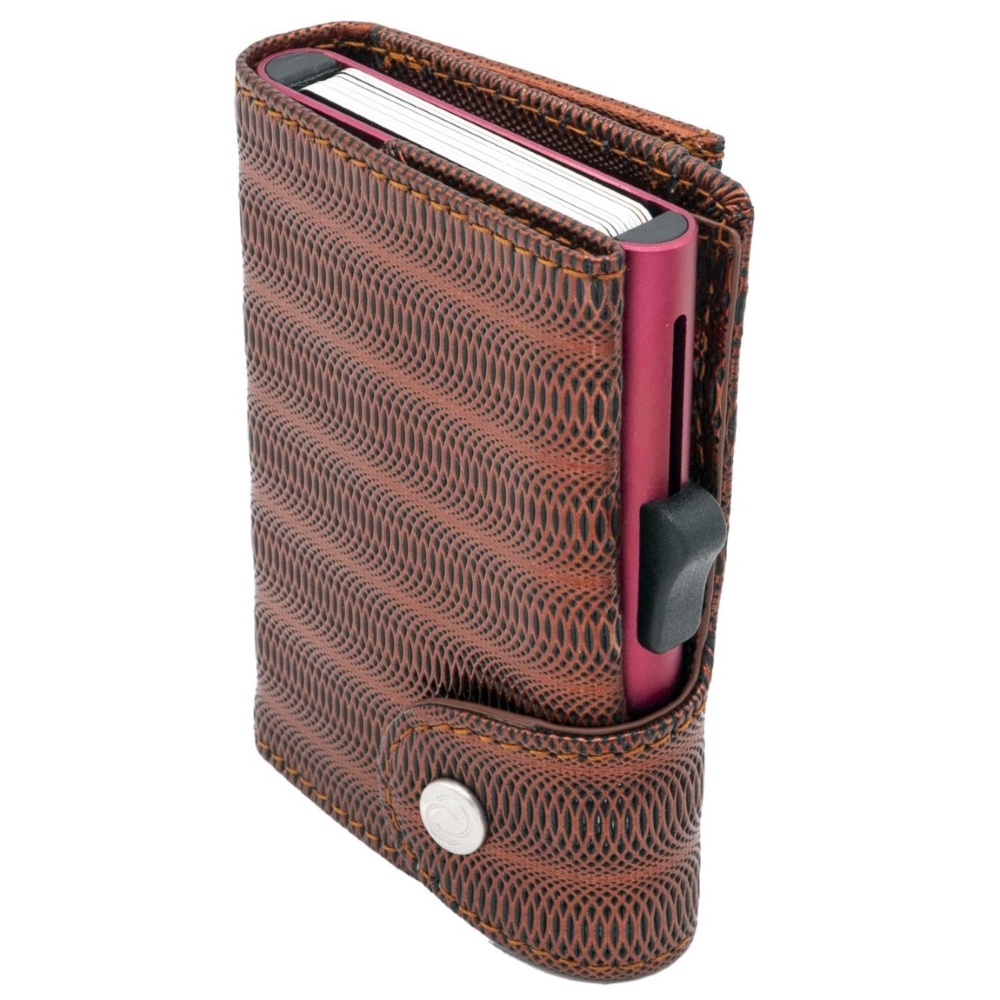 C-secure XL Coin Wallet Red Metallic Leather