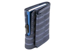 C-secure Coin Wallet Blue Metallic Leather