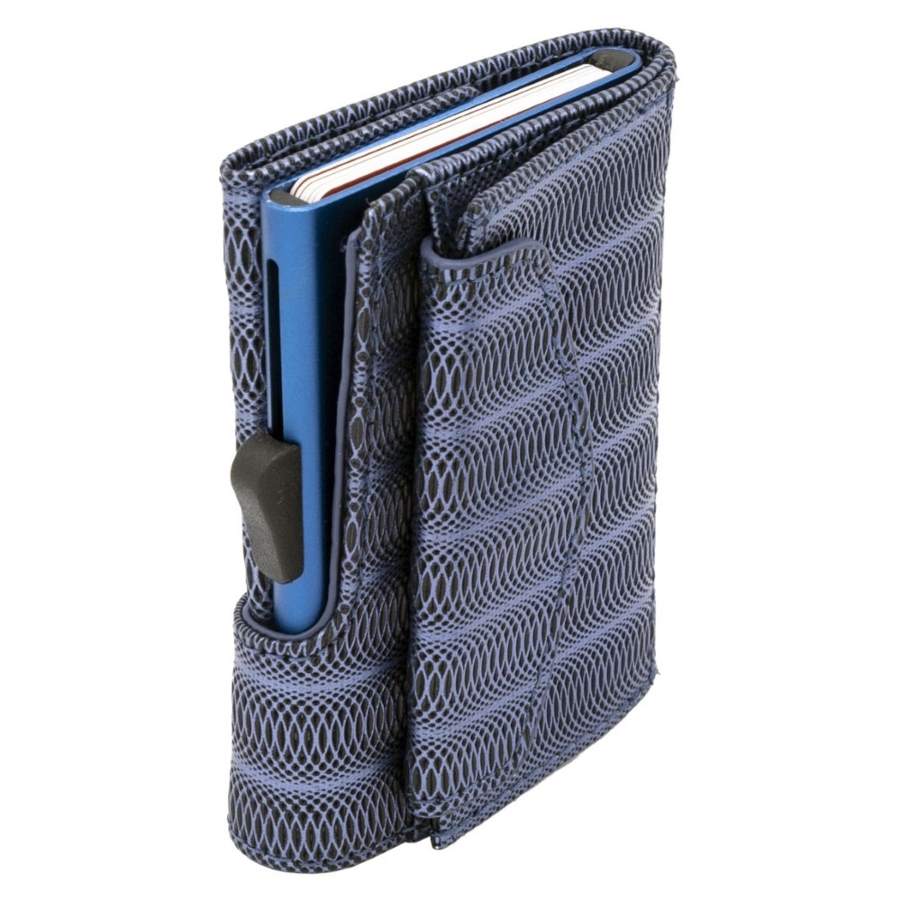 C-secure Coin Wallet Blue Metallic Leather
