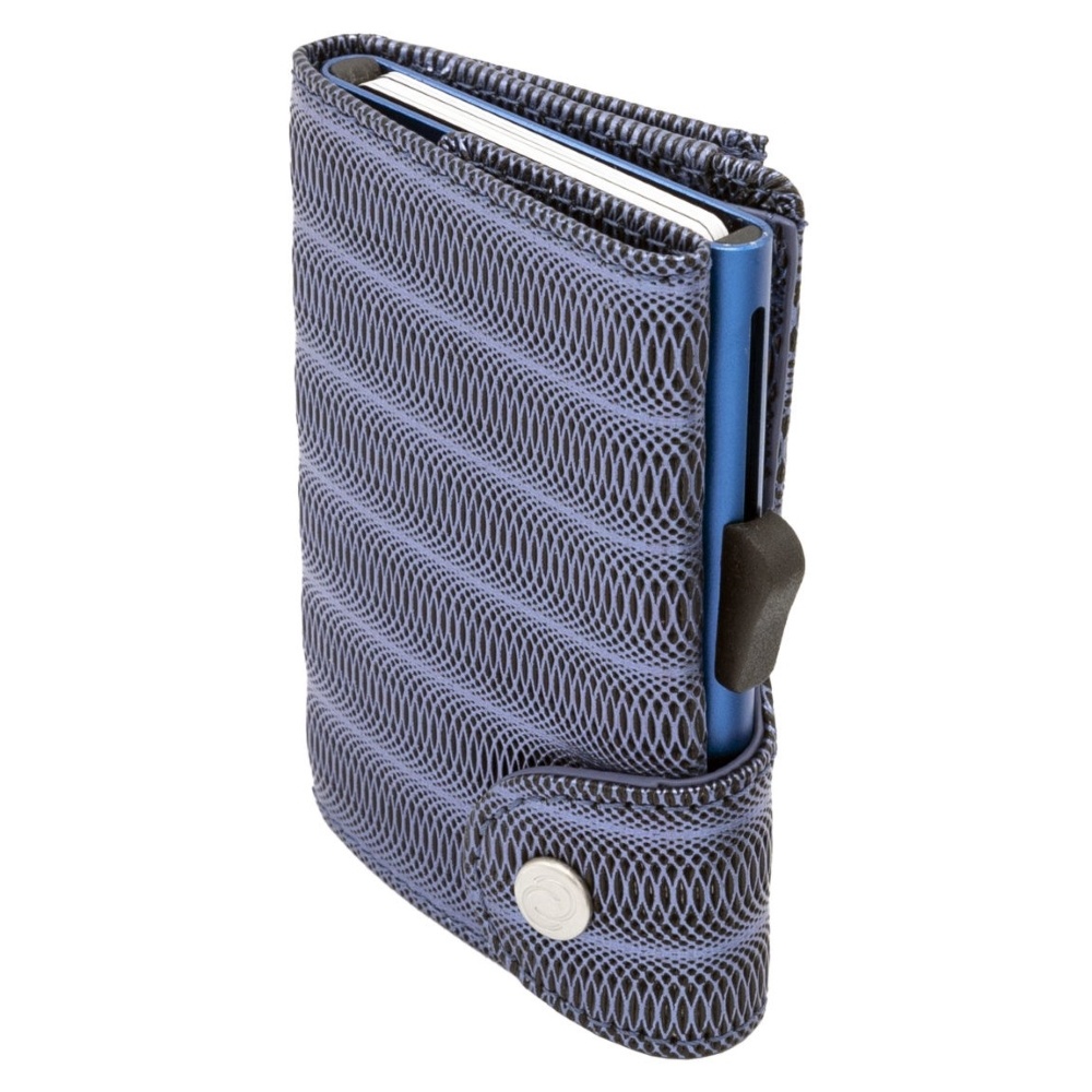 C-secure Coin Wallet Blue Metallic Leather
