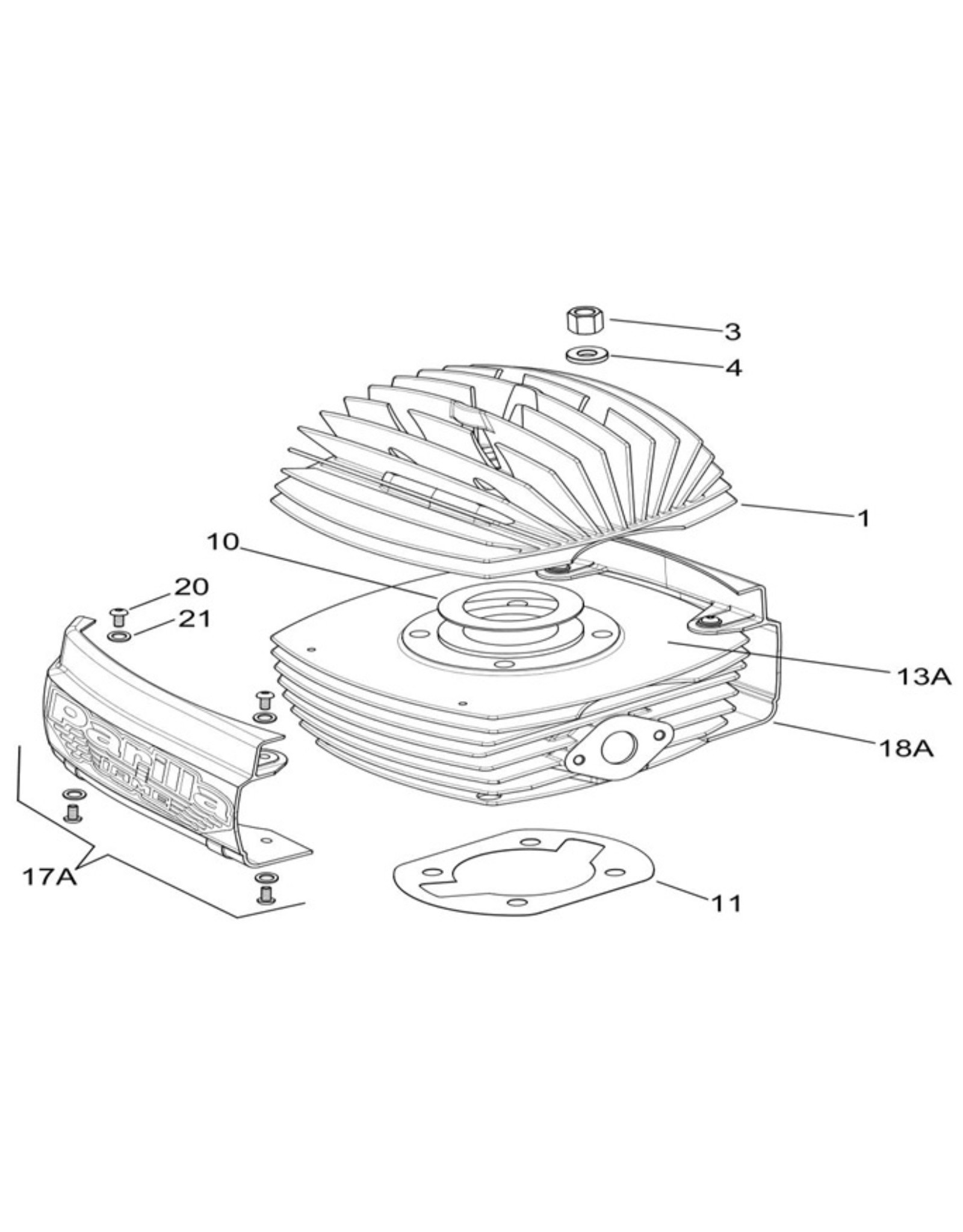 Iame Iame 60CC Swift cilinder cover tandwiel zijde