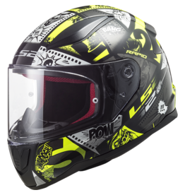 LS2 LS2 FF353 Rapid mini Kids helm Vignette zwart / fluor geel