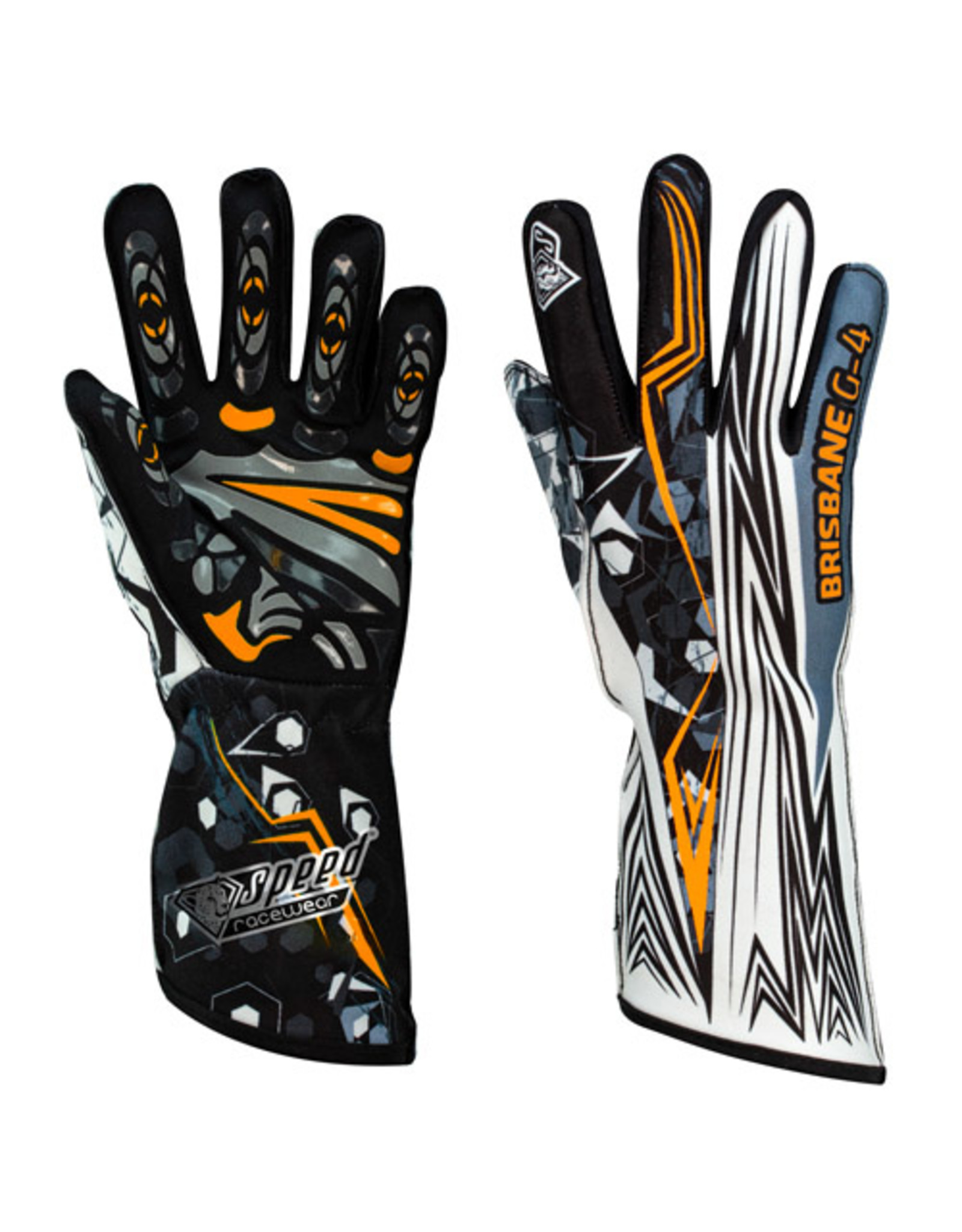 Speed Racewear Speed handschoenen Brisbane G-4 Zwart/ fluor oranje